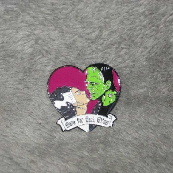 Frankenstein Made For Each Other Metal Enamel Pin 251032A2 - Picture 1 of 7